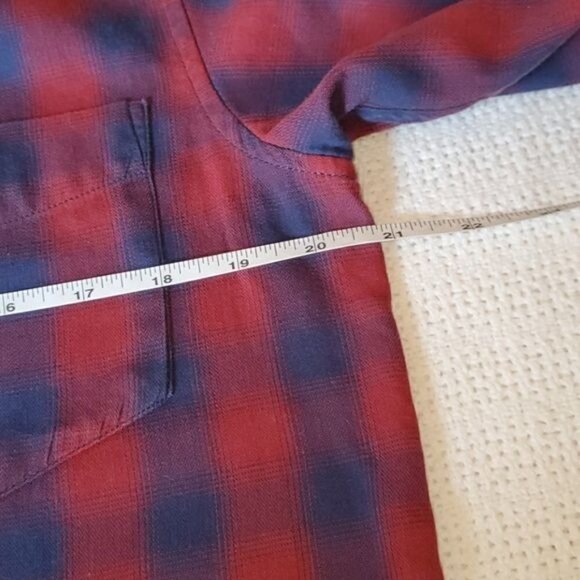 Ben Sherman Logo Long Sleeve Casual Button Down Red & Blue Plaid Sz. M Shirt - Picture 6 of 9